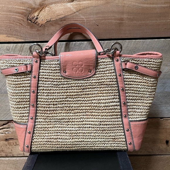 Coach NEW & AUTHENTIC Natalie Straw Tote Floral Details $398 - Picture 5 of 7